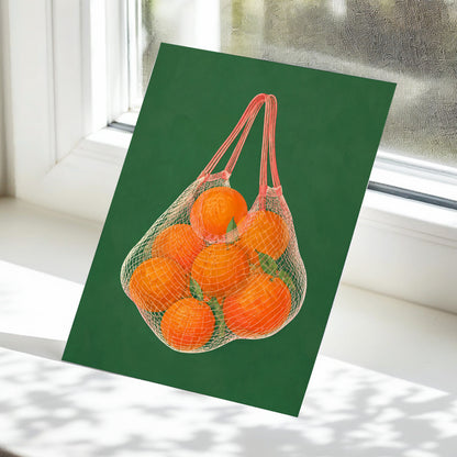 Citrus in the Air, orange, green, pink nature wall art displayed in a styled interior, gallery view 5