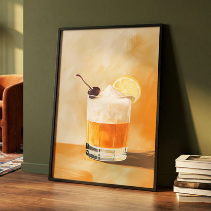 Citrus Nightcap, orange, beige, white minimalist wall art displayed in a styled interior, gallery view 4