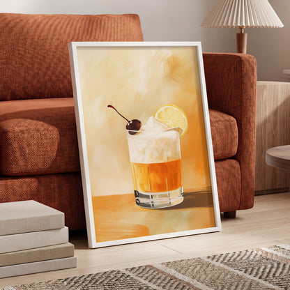 Citrus Nightcap, orange, beige, white minimalist wall art displayed in a styled interior, gallery view 6