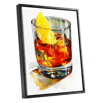 Citrus on the Rocks – black framed canvas option