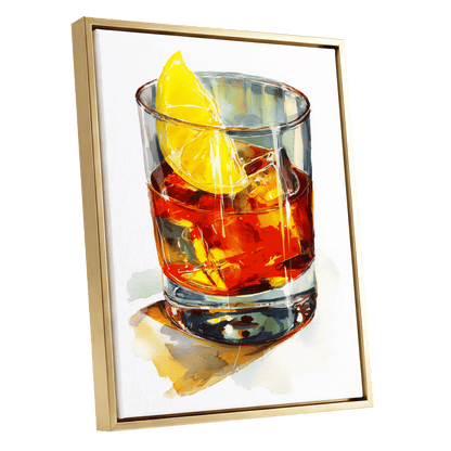 Citrus on the Rocks – gold framed canvas option
