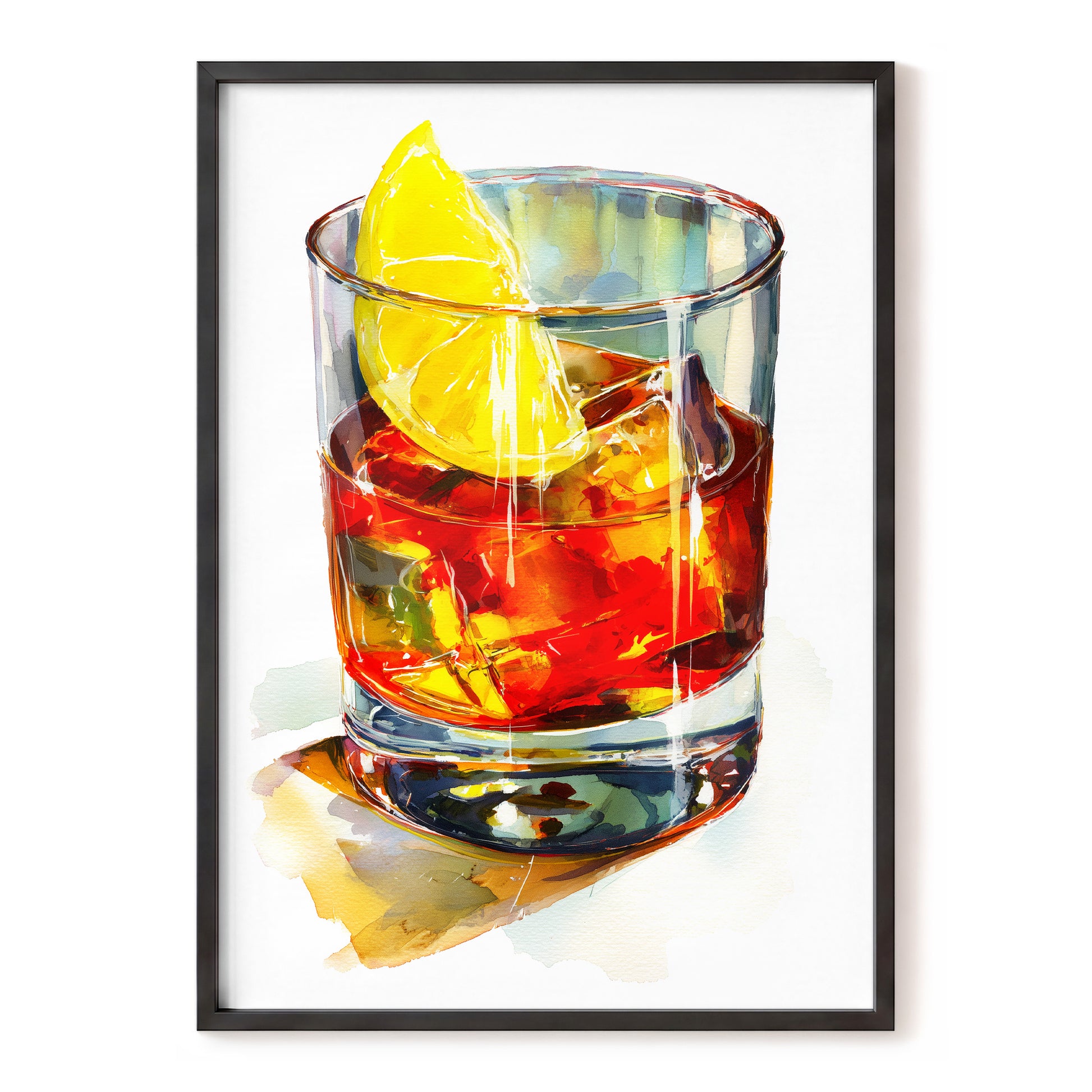 Citrus on the Rocks – red, orange, yellow abstract wall art, front view