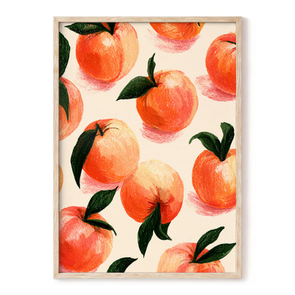 Citrus Scatter, orange, green, beige nature wall art, front artwork view