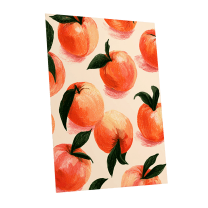 Citrus Scatter, orange, green, beige nature wall art shown as a unframed poster wall art print