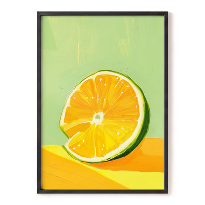 Citrus Sun, green, orange, yellow nature wall art, front artwork view