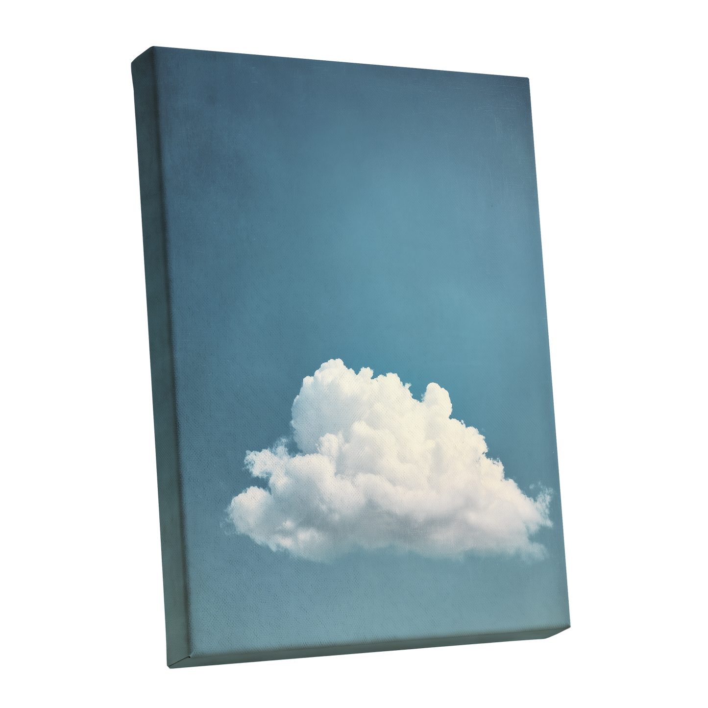 Cloud in Quiet Blue, blue, white, gray nature wall art shown as a stretched canvas wall art