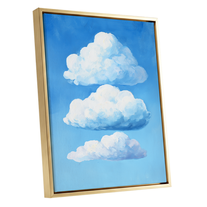 Cloud Study in Blue, blue, white, gray nature wall art shown as a gold framed canvas wall art