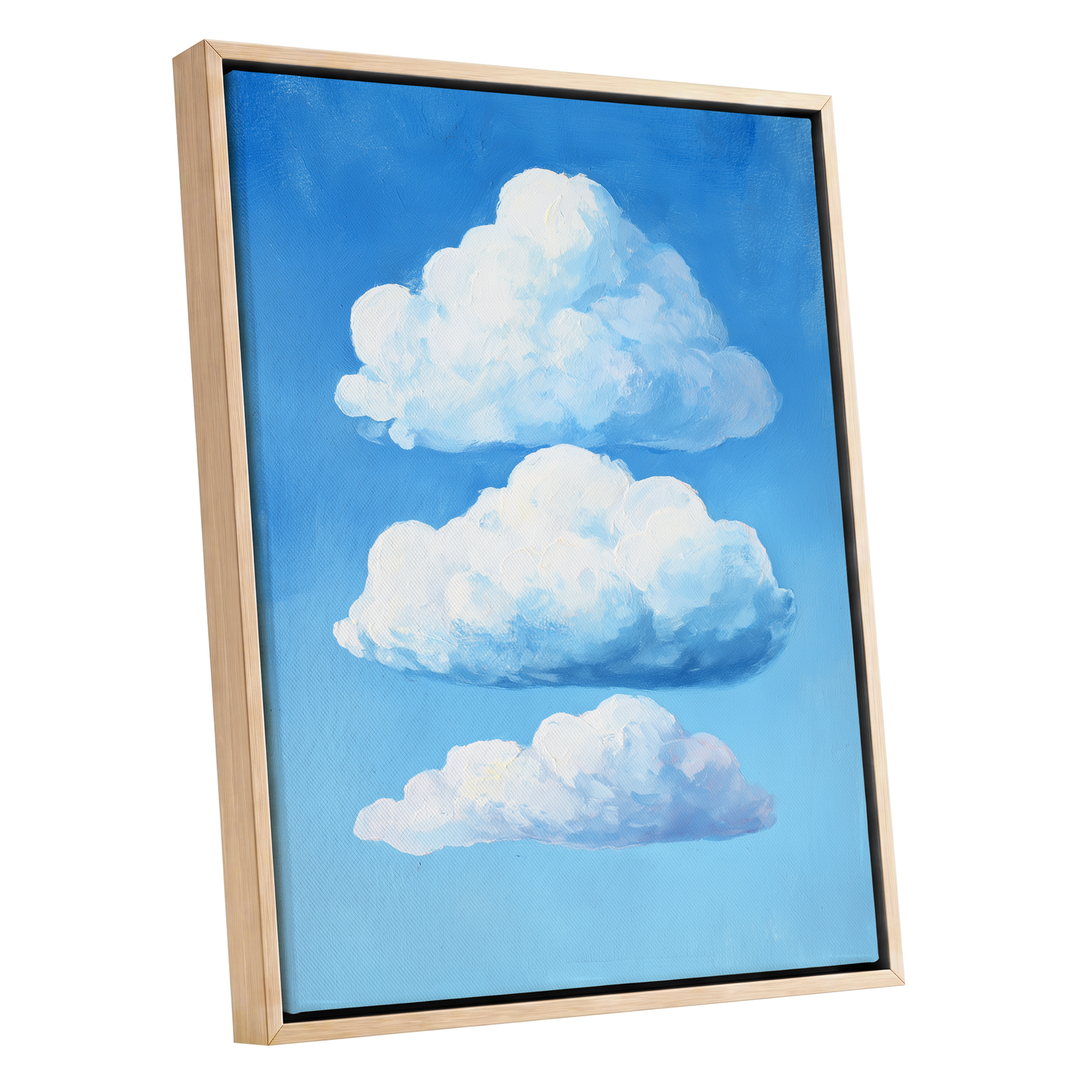 Cloud Study in Blue, blue, white, gray nature wall art shown as a oak framed canvas wall art