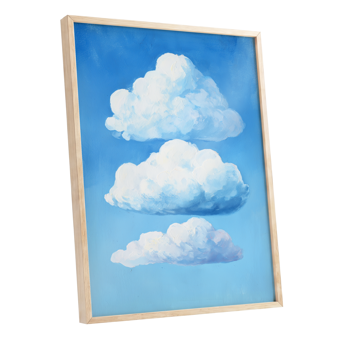 Cloud Study in Blue, blue, white, gray nature wall art shown as a oak framed poster wall art print