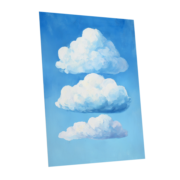 Cloud Study in Blue, blue, white, gray nature wall art shown as a unframed poster wall art print