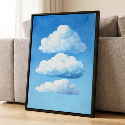 Cloud Study in Blue, blue, white, gray nature wall art displayed in a styled interior, gallery view 4