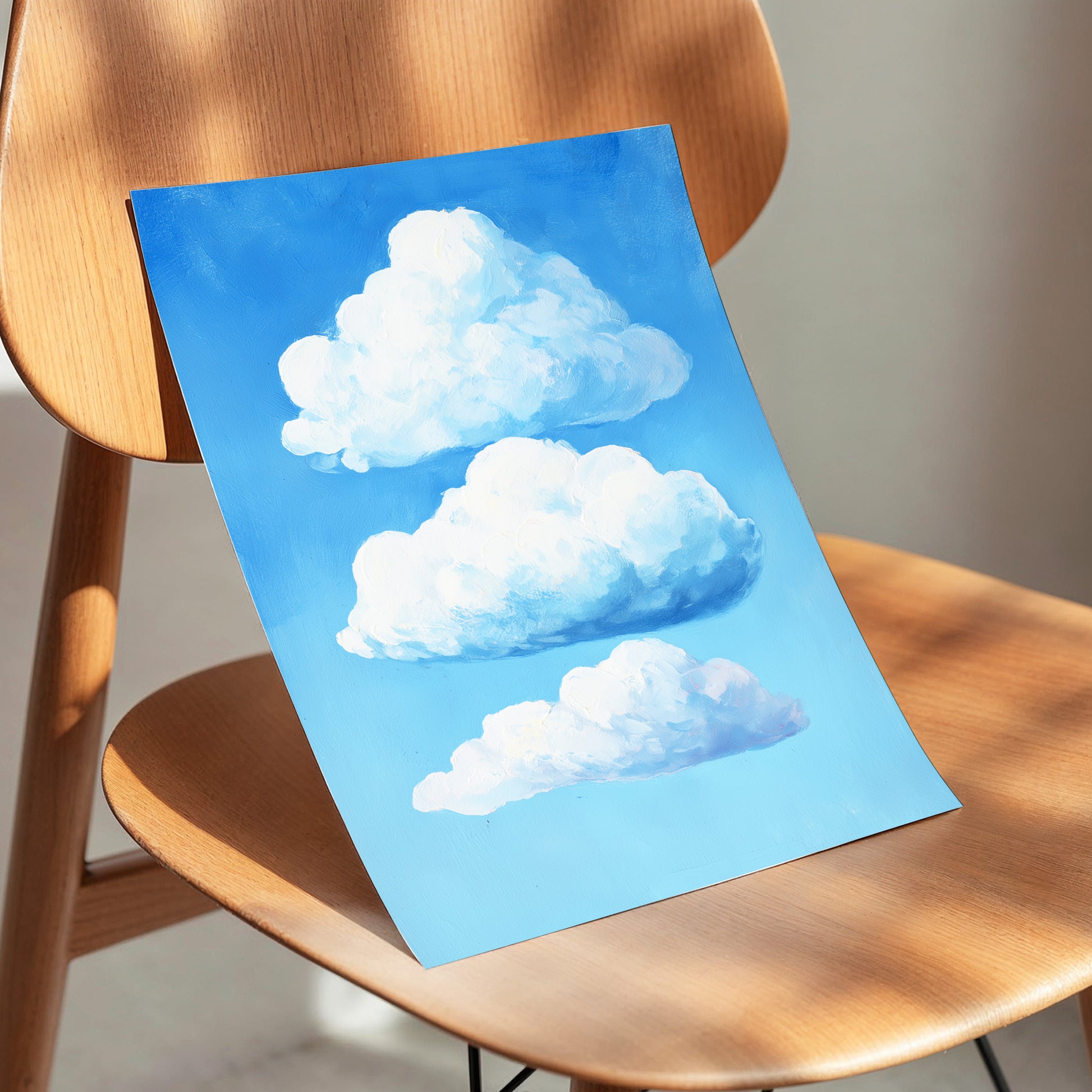 Cloud Study in Blue, blue, white, gray nature wall art displayed in a styled interior, gallery view 5