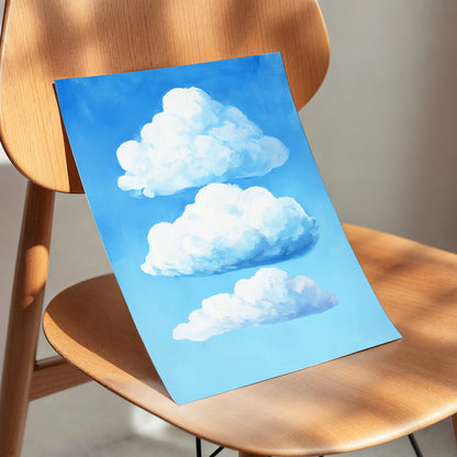 Cloud Study in Blue, blue, white, gray nature wall art displayed in a styled interior, gallery view 5