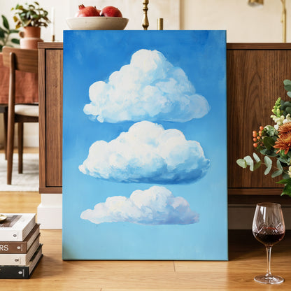 Cloud Study in Blue, blue, white, gray nature wall art displayed in a styled interior, gallery view 7