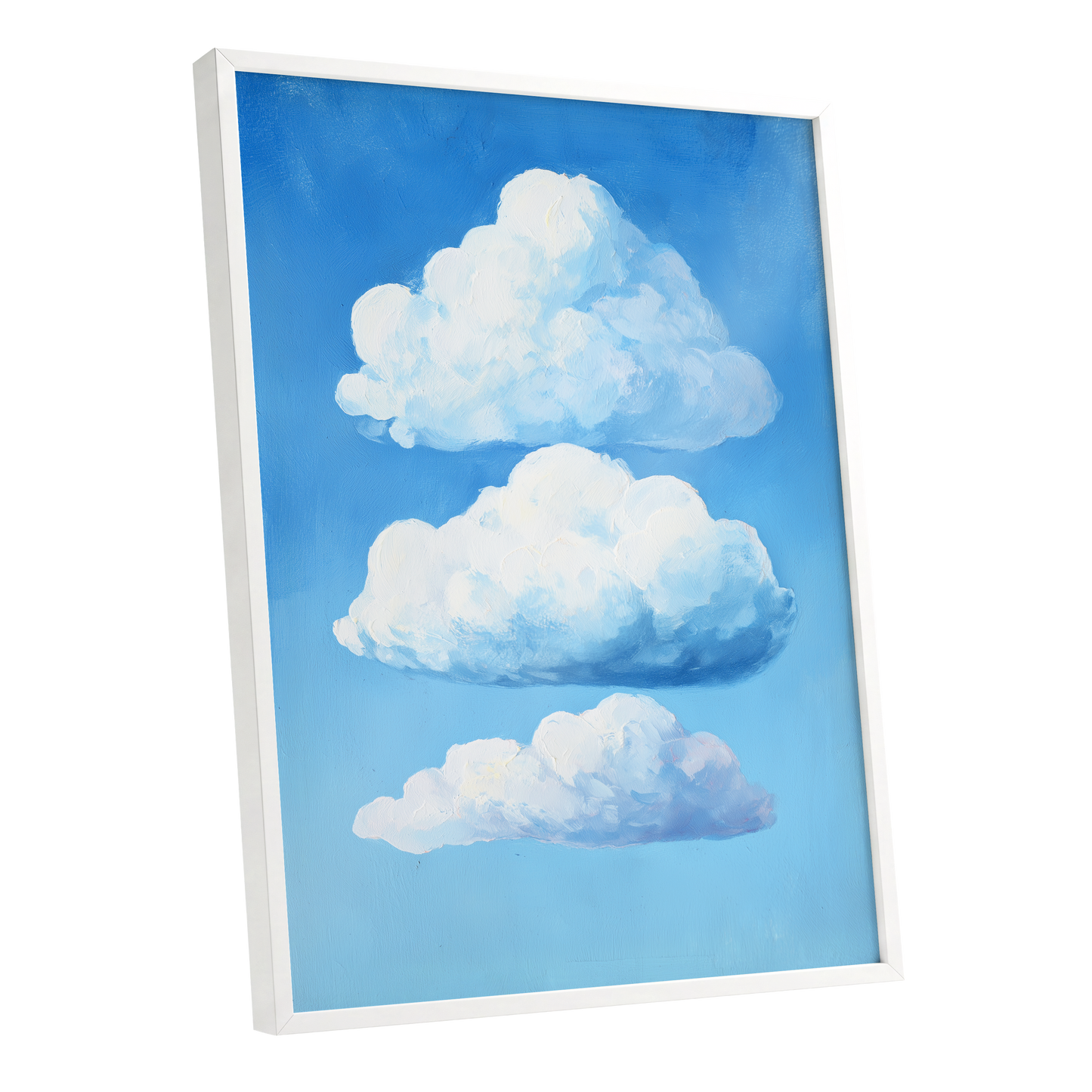 Cloud Study in Blue, blue, white, gray nature wall art shown as a white framed poster wall art print