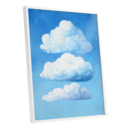 Cloud Study in Blue, blue, white, gray nature wall art shown as a white framed poster wall art print