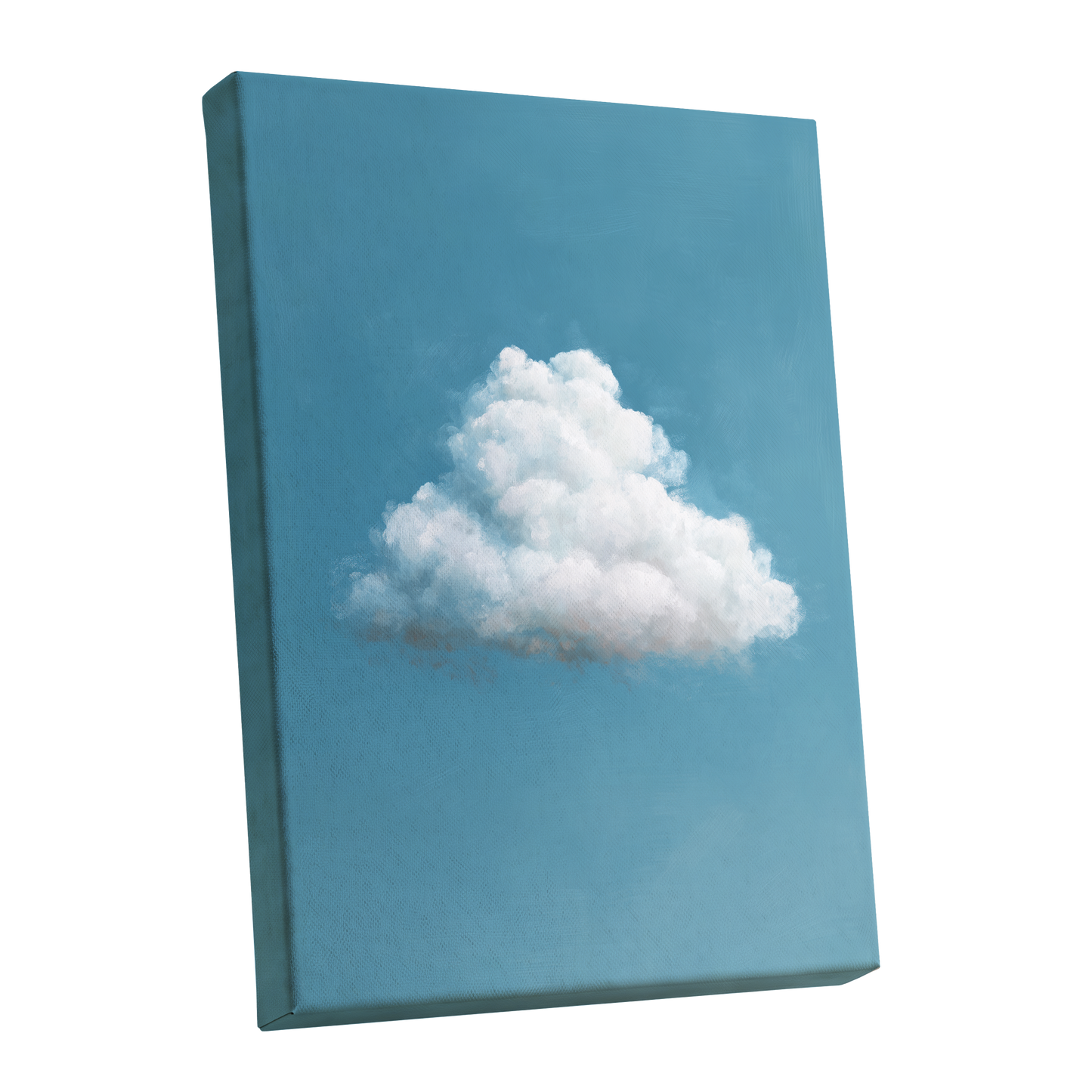 Cloudborne Calm, blue, white, gray nature wall art shown as a stretched canvas wall art