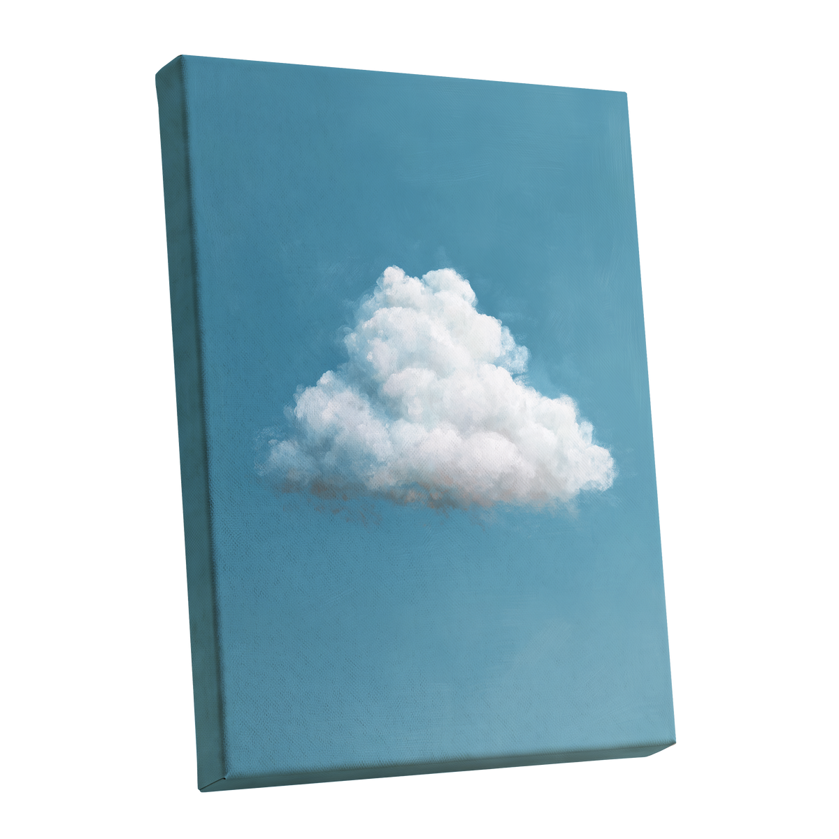 Cloudborne Calm, blue, white, gray nature wall art shown as a stretched canvas wall art