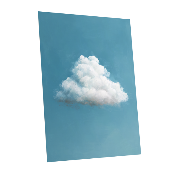 Cloudborne Calm, blue, white, gray nature wall art shown as a unframed poster wall art print