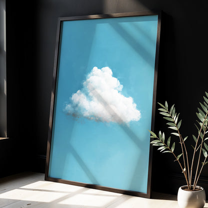 Cloudborne Calm, blue, white, gray nature wall art displayed in a styled interior, gallery view 6