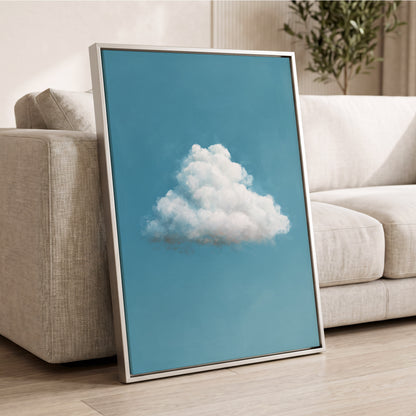 Cloudborne Calm, blue, white, gray nature wall art displayed in a styled interior, gallery view 8