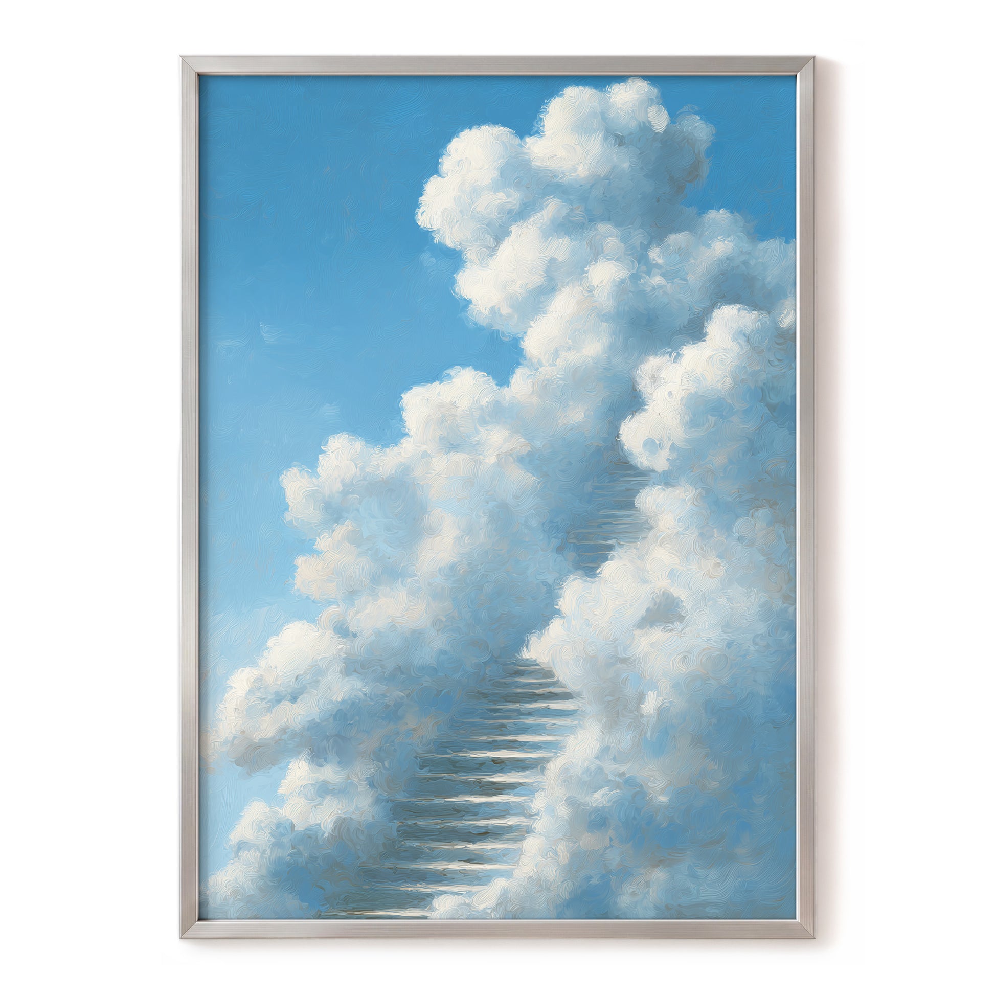 Cloudborne Passage, blue, white, gray nature wall art, front artwork view