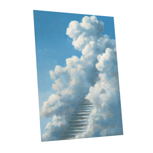 Cloudborne Passage, blue, white, gray nature wall art shown as a unframed poster wall art print