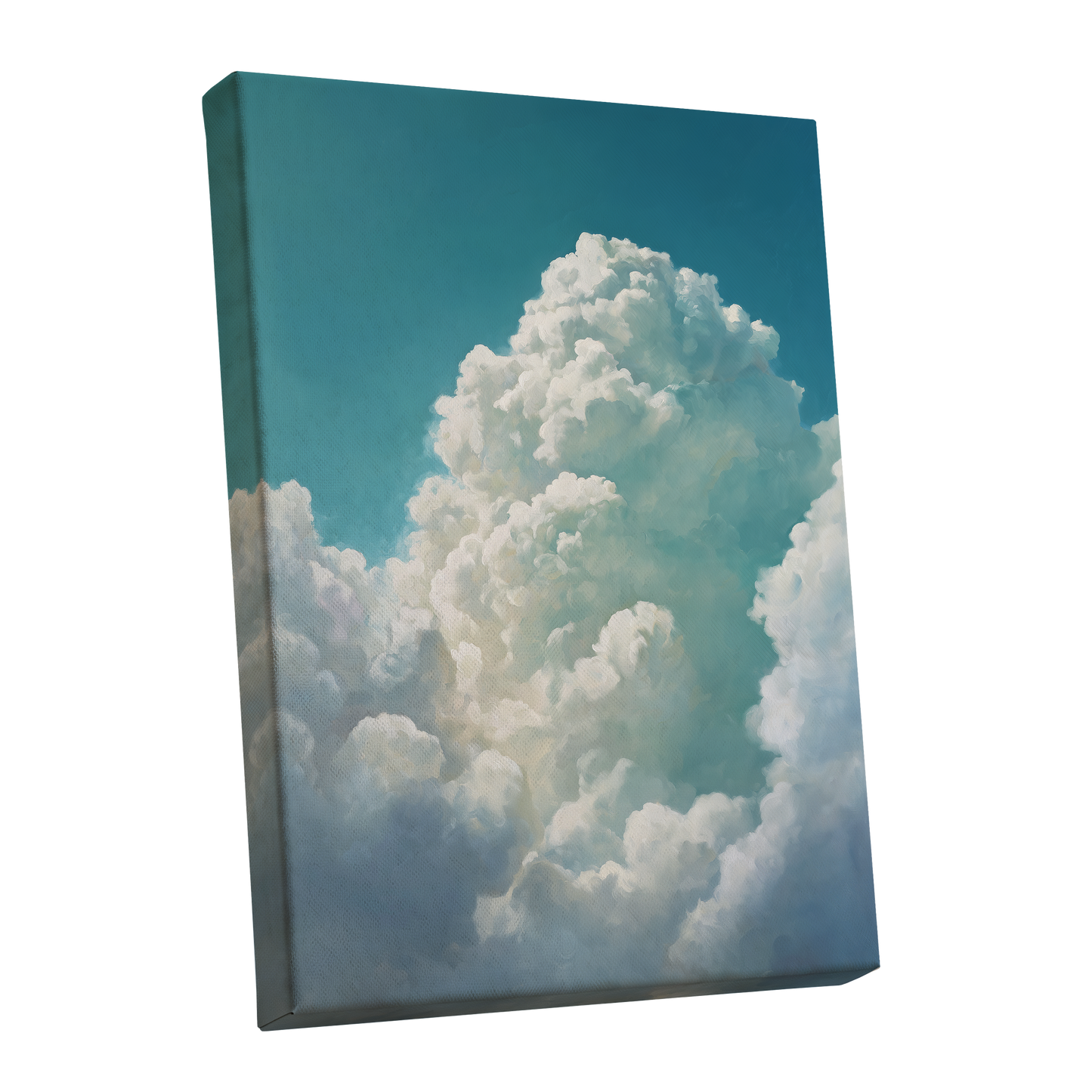 Clouds Above the Blue, blue, white, gray nature wall art shown as a stretched canvas wall art