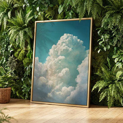Clouds Above the Blue, blue, white, gray nature wall art displayed in a styled interior, gallery view 4
