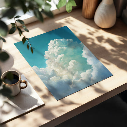 Clouds Above the Blue, blue, white, gray nature wall art displayed in a styled interior, gallery view 5