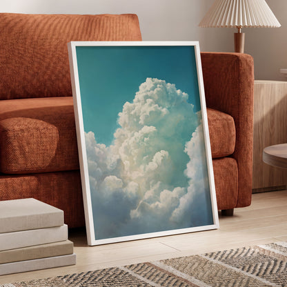 Clouds Above the Blue, blue, white, gray nature wall art displayed in a styled interior, gallery view 9