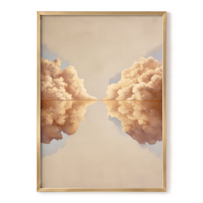 Clouds at the Quiet Divide, beige, gold, brown nature wall art, front artwork view