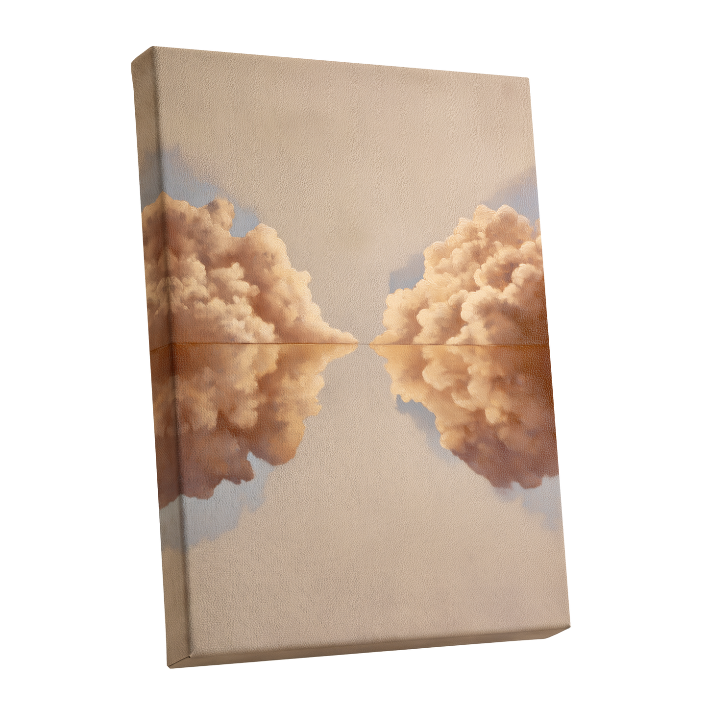 Clouds at the Quiet Divide, beige, gold, brown nature wall art shown as a stretched canvas wall art