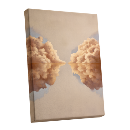 Clouds at the Quiet Divide, beige, gold, brown nature wall art shown as a stretched canvas wall art