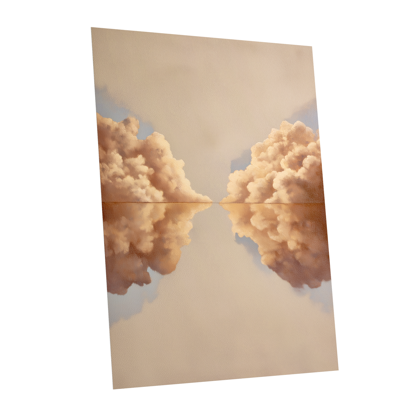 Clouds at the Quiet Divide, beige, gold, brown nature wall art shown as a unframed poster wall art print