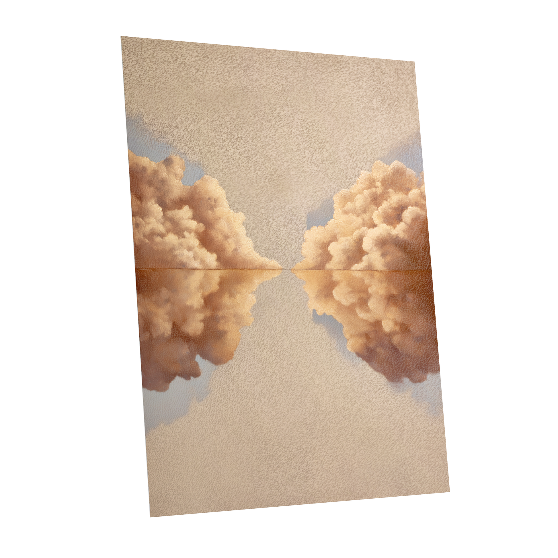 Clouds at the Quiet Divide, beige, gold, brown nature wall art shown as a unframed poster wall art print