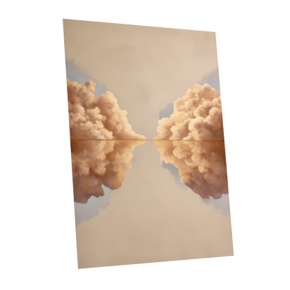Clouds at the Quiet Divide, beige, gold, brown nature wall art shown as a unframed poster wall art print
