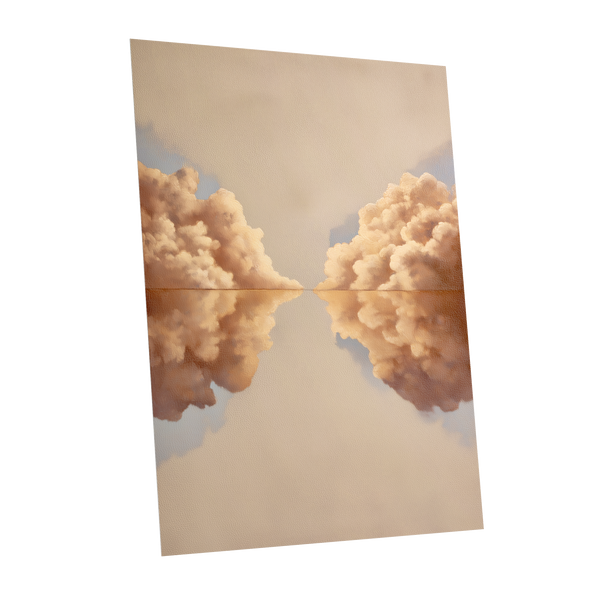 Clouds at the Quiet Divide, beige, gold, brown nature wall art shown as a unframed poster wall art print