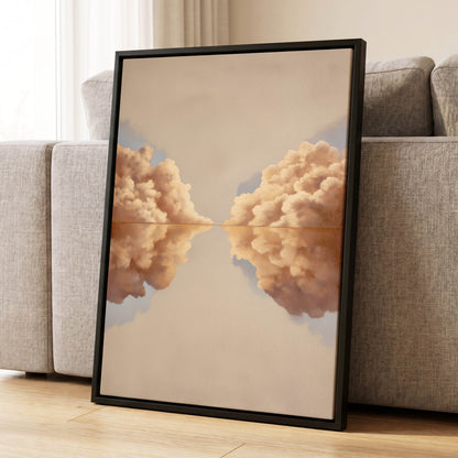 Clouds at the Quiet Divide, beige, gold, brown nature wall art displayed in a styled interior, gallery view 8
