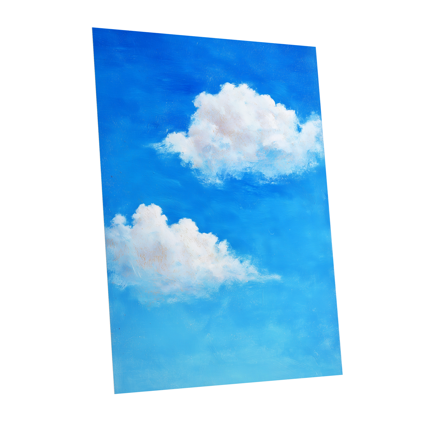 Clouds in Cobalt, blue, white, beige nature wall art shown as a unframed poster wall art print