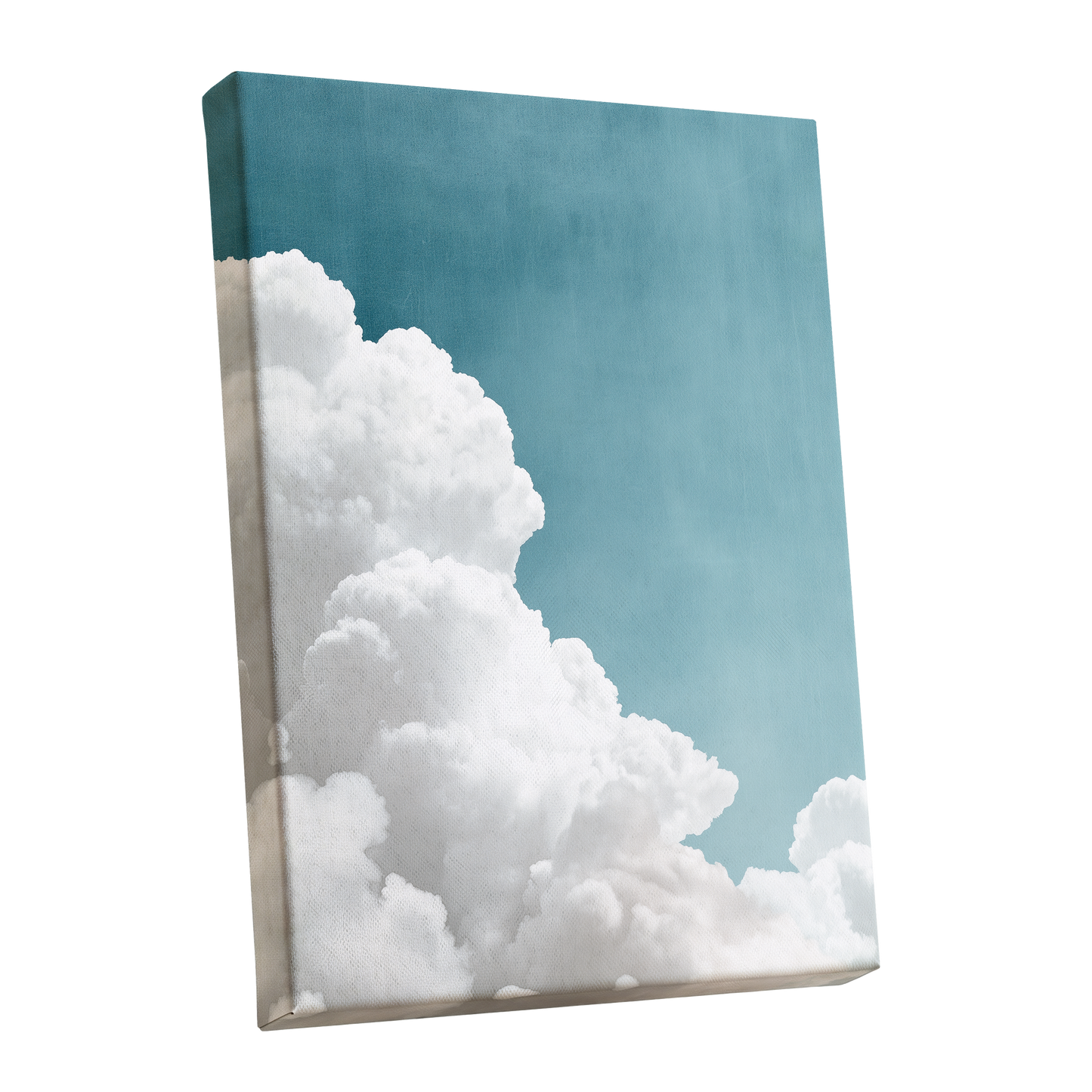 Clouds in Quiet Blue, blue, white, gray nature wall art shown as a stretched canvas wall art
