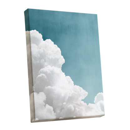 Clouds in Quiet Blue, blue, white, gray nature wall art shown as a stretched canvas wall art