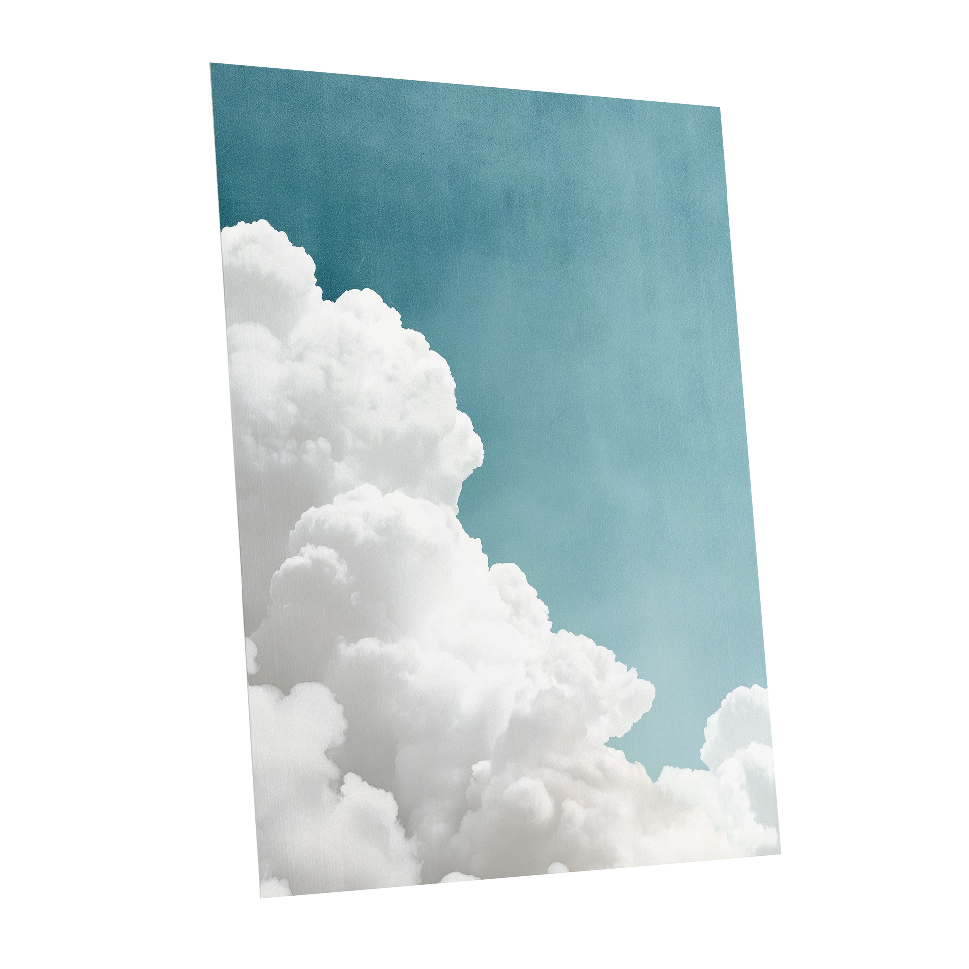 Clouds in Quiet Blue, blue, white, gray nature wall art shown as a unframed poster wall art print