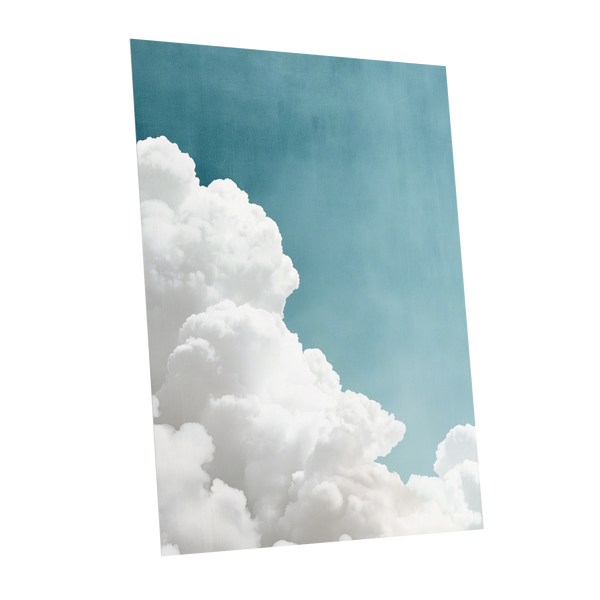 Clouds in Quiet Blue, blue, white, gray nature wall art shown as a unframed poster wall art print