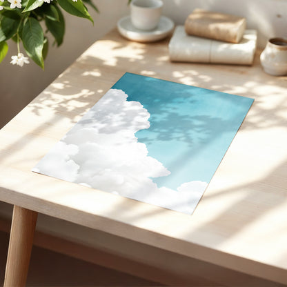Clouds in Quiet Blue, blue, white, gray nature wall art displayed in a styled interior, gallery view 5