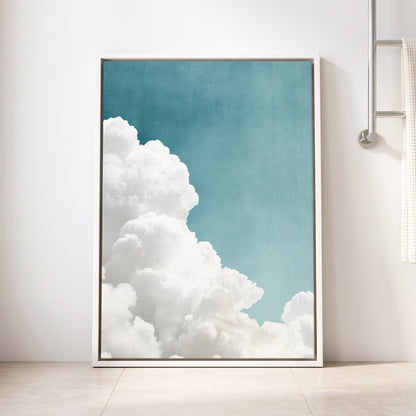 Clouds in Quiet Blue, blue, white, gray nature wall art displayed in a styled interior, gallery view 8
