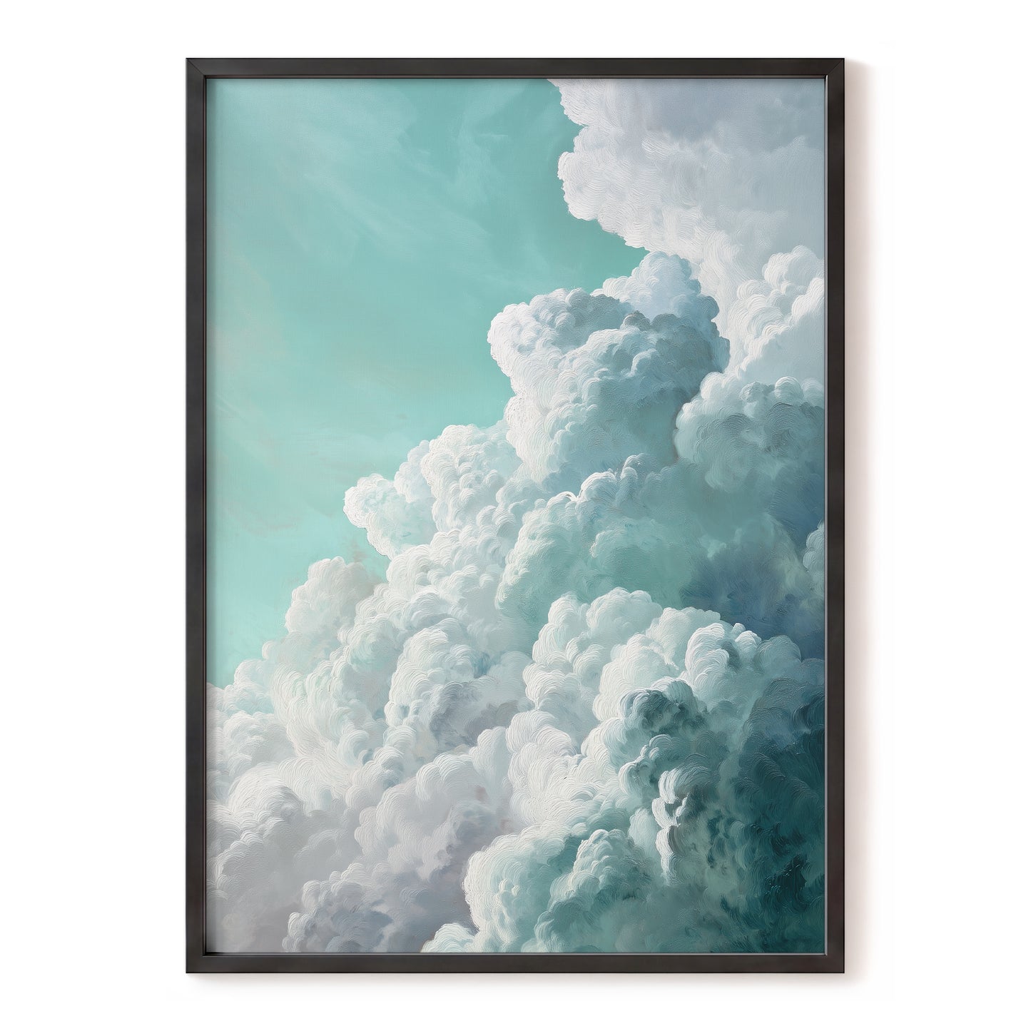 Clouds in Turquoise, blue, green, white nature wall art, front artwork view