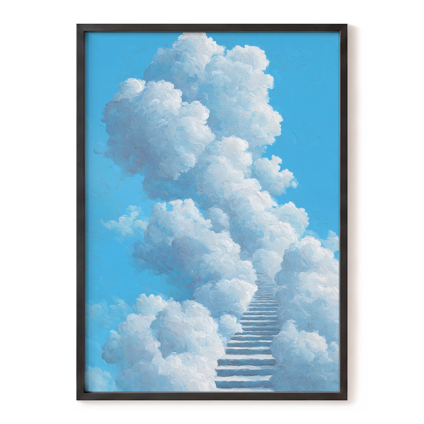 Cloudway Ascending, blue, white, gray nature wall art, front artwork view
