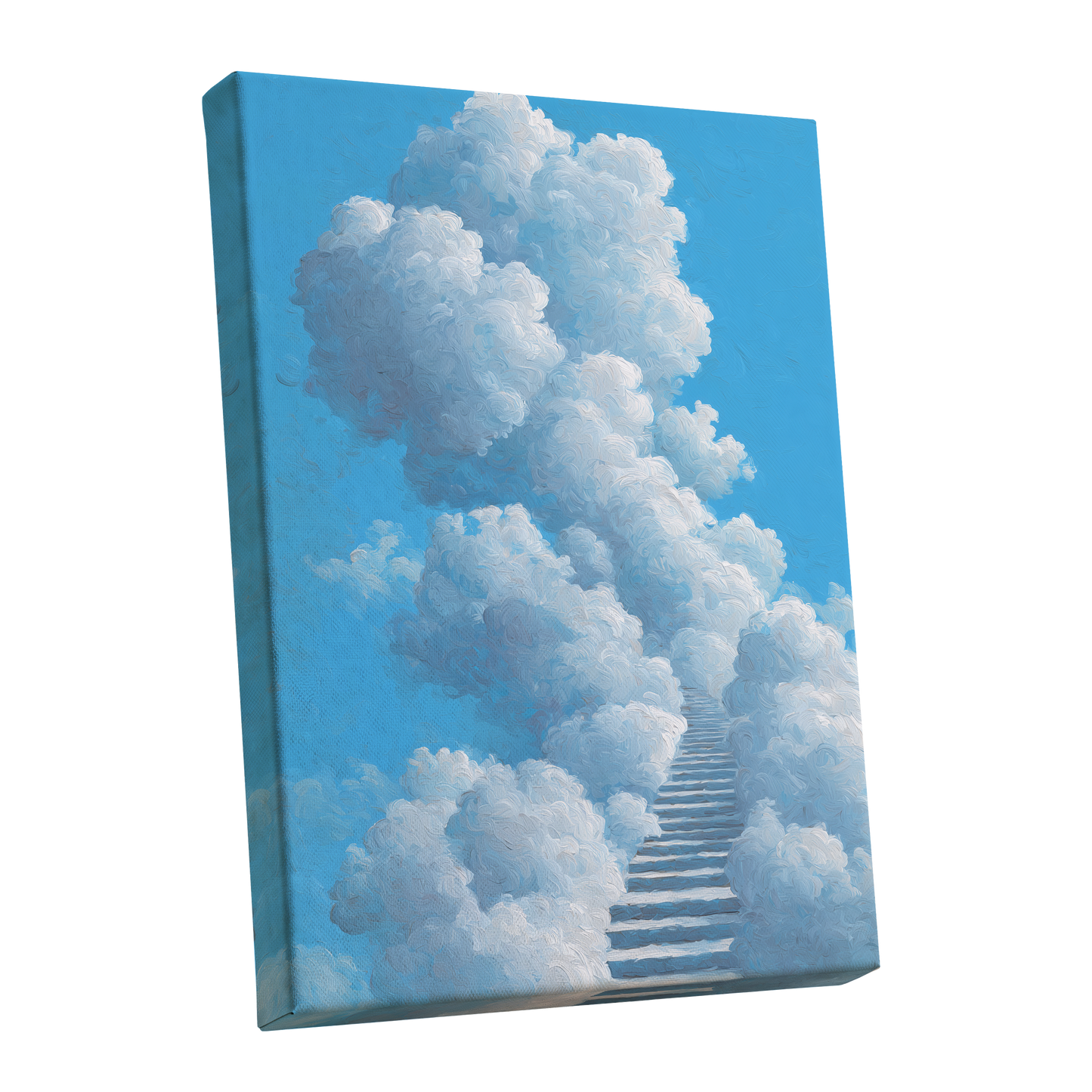 Cloudway Ascending, blue, white, gray nature wall art shown as a stretched canvas wall art