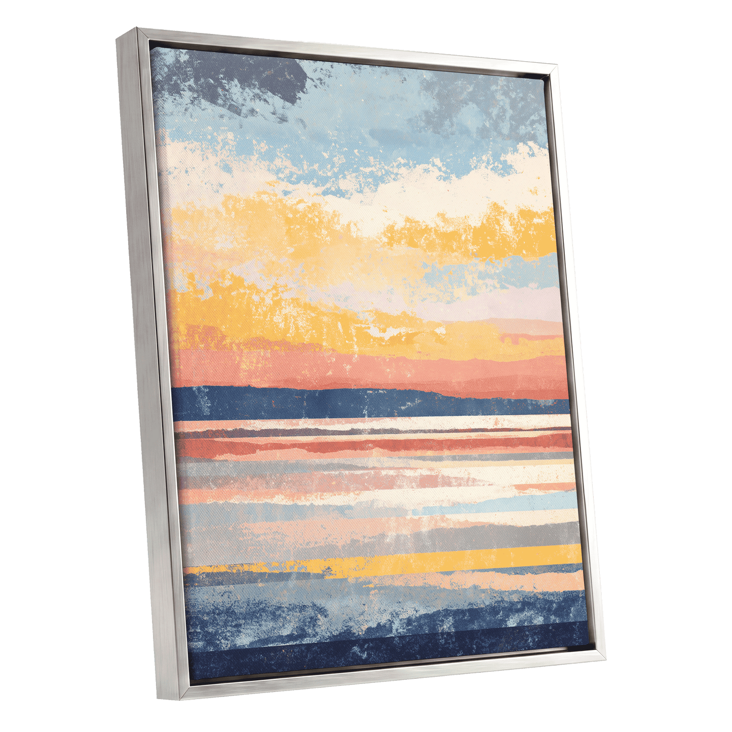 Coastal Colour Fields – silver framed canvas option